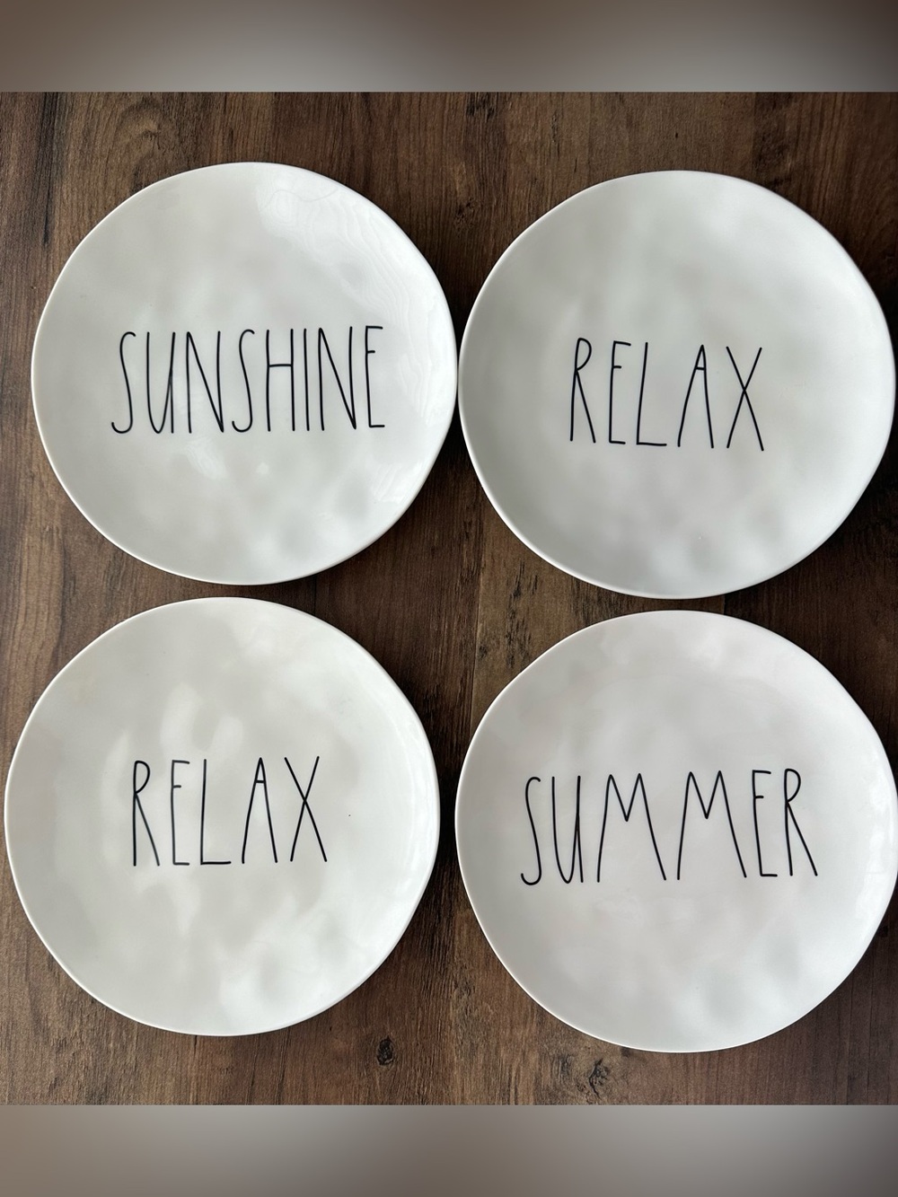 Rae Dunn Melamine Summer Plate Set of 4 Sunshine Relax Farmhouse Decor ☀️🌴 - Picture 1 of 3